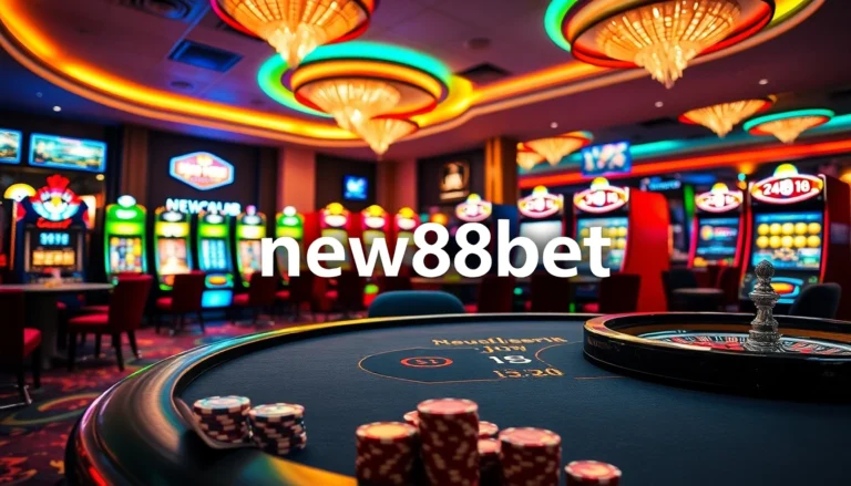 Engage with the excitement of new88bet at a luxury casino, featuring poker, slots, and roulette.