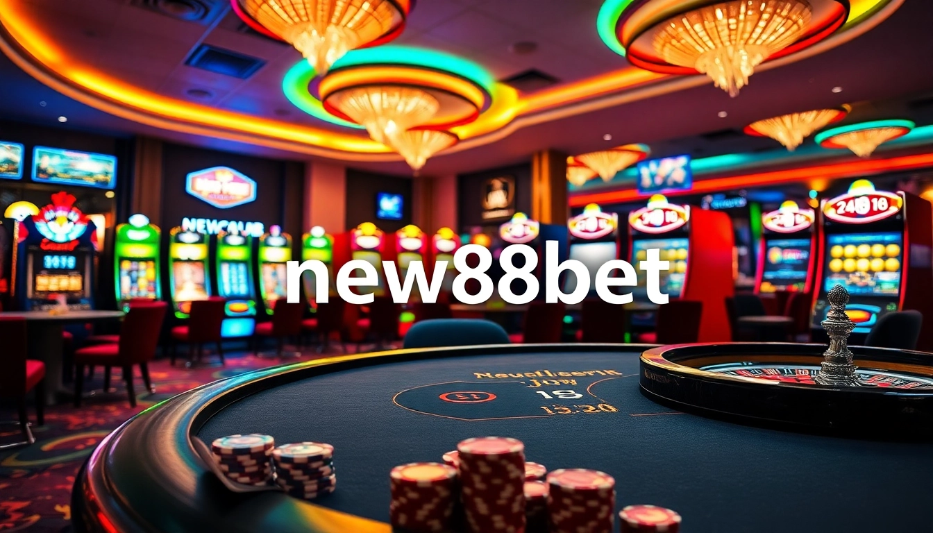 Engage with the excitement of new88bet at a luxury casino, featuring poker, slots, and roulette.